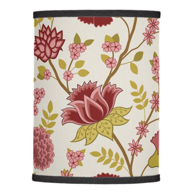 Jacobean Floral Lg Pattern Reds Pinks Gold Cream Lamp Shade (Front)
