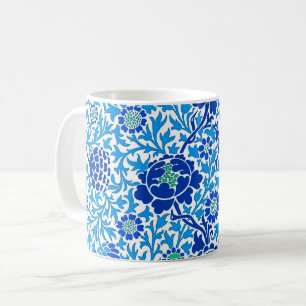 Jacobean Floral , Navy and Cerulean Blue Coffee Mug