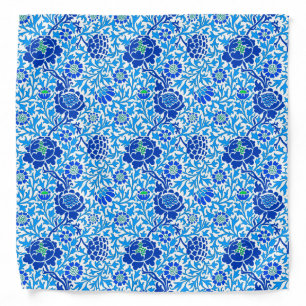 Jacobean Floral, Navy, White and Cerulean Blue Bandana