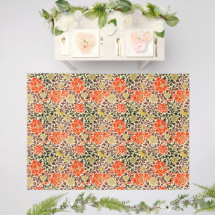 Jacobean Floral, Orange, Brown and Mustard Gold Outdoor Rug