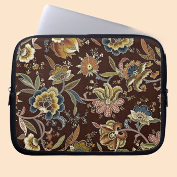 Jacobean Floral Pattern Laptop Sleeve by Cardgallery at Zazzle