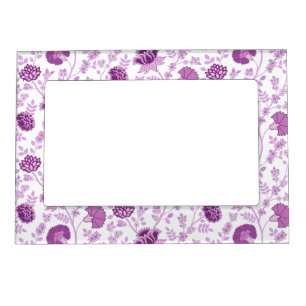 Jacobean Floral Pattern Pinks on White Magnetic Frame