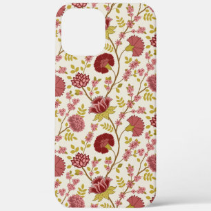 Jacobean Floral Pattern Reds Pinks Gold Cream iPhone 12 Pro Max Case