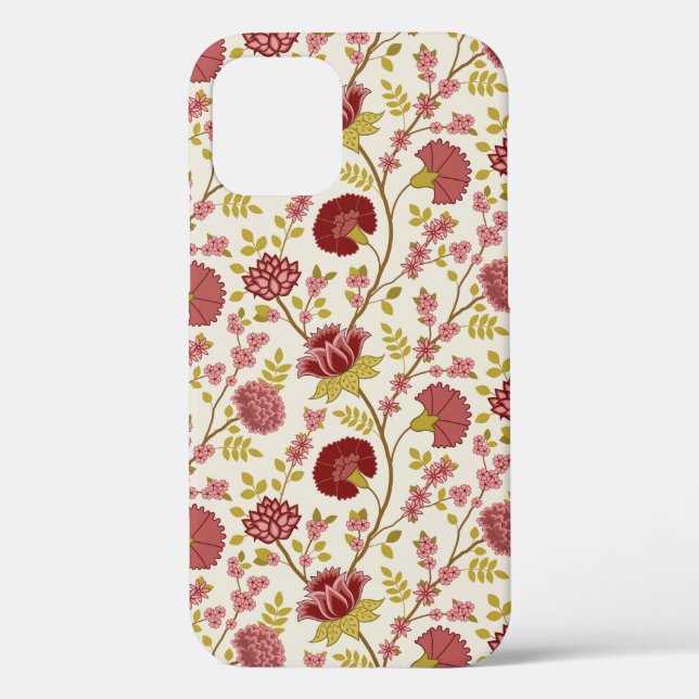 Jacobean Floral Pattern Reds Pinks Gold Cream Case-Mate iPhone Case (Back)