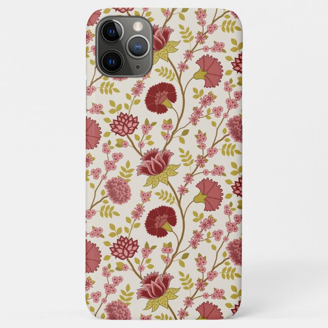 Jacobean Floral Pattern Reds Pinks Gold Cream Case-Mate iPhone Case (Back)