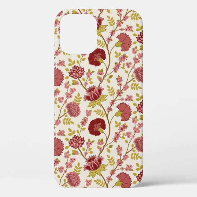Jacobean Floral Pattern Reds Pinks Gold Cream Case-Mate iPhone Case (Back)