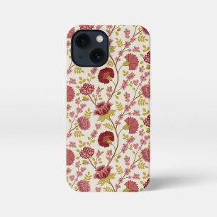 Jacobean Floral Pattern Reds Pinks Gold Cream iPhone 13 Mini Case