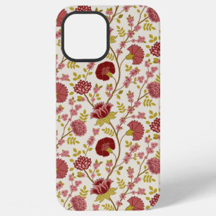 Jacobean Floral Pattern Reds Pinks Gold Cream iPhone 12 Pro Max Case