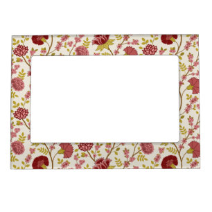 Jacobean Floral Pattern Reds Pinks Gold Cream Magnetic Frame