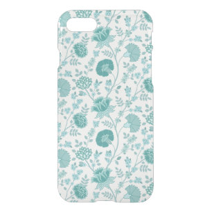 Jacobean Floral Pattern Teals on White iPhone SE/8/7 Case