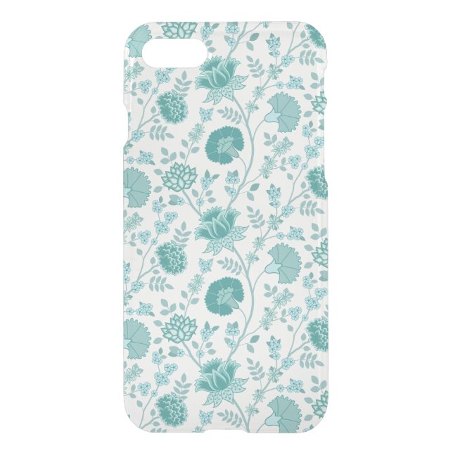 Jacobean Floral Pattern Teals on White Uncommon iPhone Case (Back)