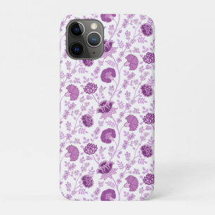 Jacobean Floral Repeat Pattern Pinks on White iPhone 11 Pro Case