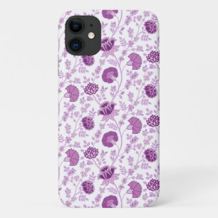 Jacobean Floral Repeat Pattern Pinks on White iPhone 11 Case