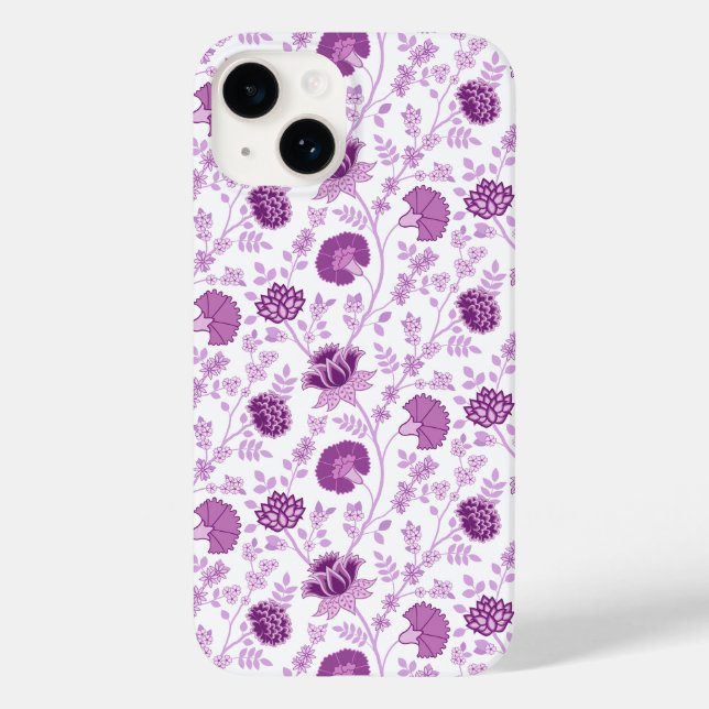 Jacobean Floral Repeat Pattern Pinks on White Case-Mate iPhone Case (Back)