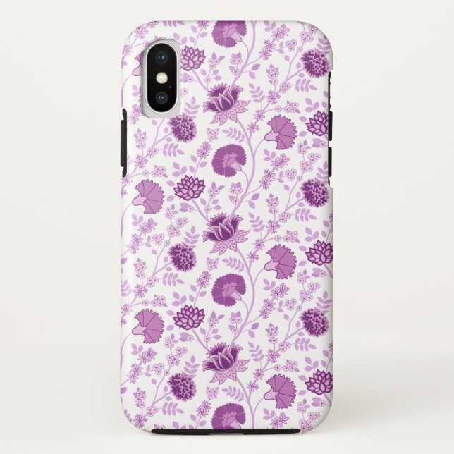 Jacobean Floral Repeat Pattern Pinks on White Case-Mate iPhone Case (Back)