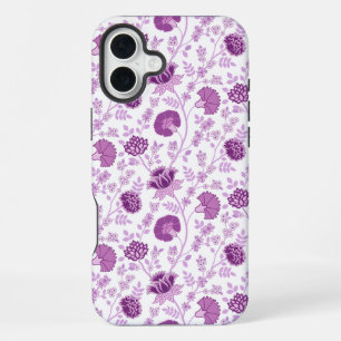 Jacobean Floral Repeat Pattern Pinks on White iPhone 16 Plus Case