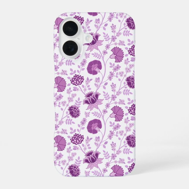 Jacobean Floral Repeat Pattern Pinks on White iPhone Case (Back)