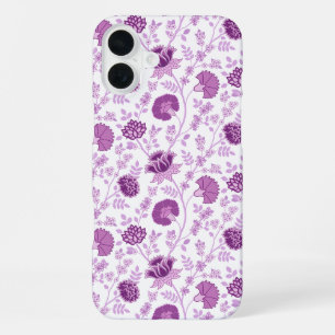 Jacobean Floral Repeat Pattern Pinks on White iPhone 16 Plus Case