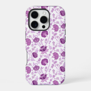 Jacobean Floral Repeat Pattern Pinks on White iPhone 16 Pro Case