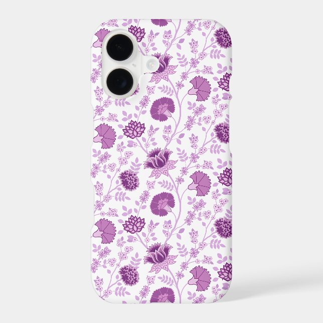 Jacobean Floral Repeat Pattern Pinks on White Iphone Case (Back)