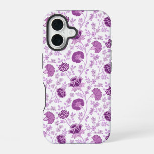 Jacobean Floral Repeat Pattern Pinks on White iPhone 16 Case