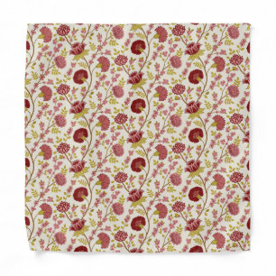 Jacobean Floral Rpt Pattern Reds Pinks Gold Cream Bandana