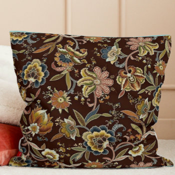 Jacobean Floral Throw Pillow by Cardgallery at Zazzle
