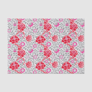 Jacobean Floral Wallpaper, Deep Red, Pink & Gray Tissue Paper