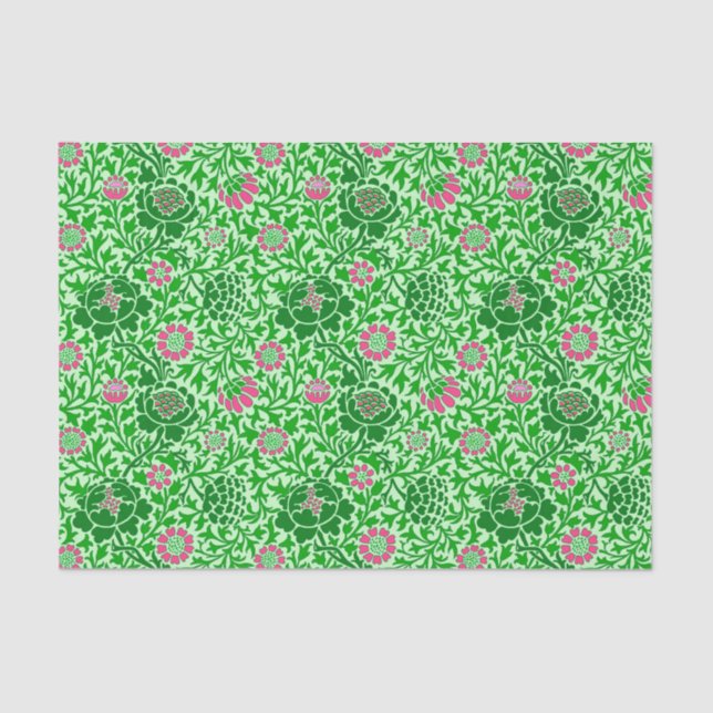 Jacobean Floral Wallpaper, Emerald and Lime Green Tissue Paper (Front)