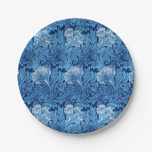 Jacobean Flower Damask, Cobalt and Light Blue Paper Plates
