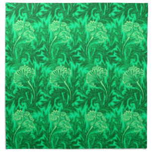 Jacobean Flower Damask, Emerald and Lime Green Napkin