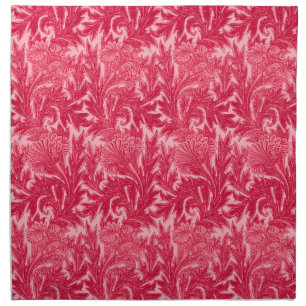 Jacobean Flower Damask, Fuchsia and Light Pink Napkin