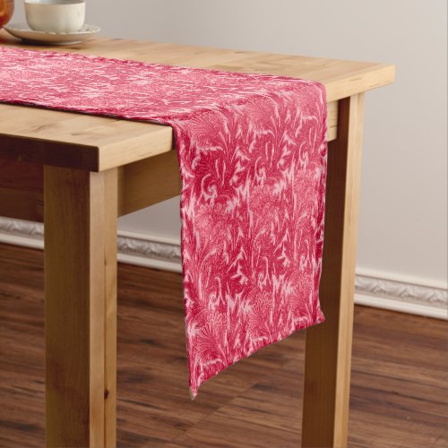 Jacobean Flower Damask Fuchsia and Light Pink Short Table Runner