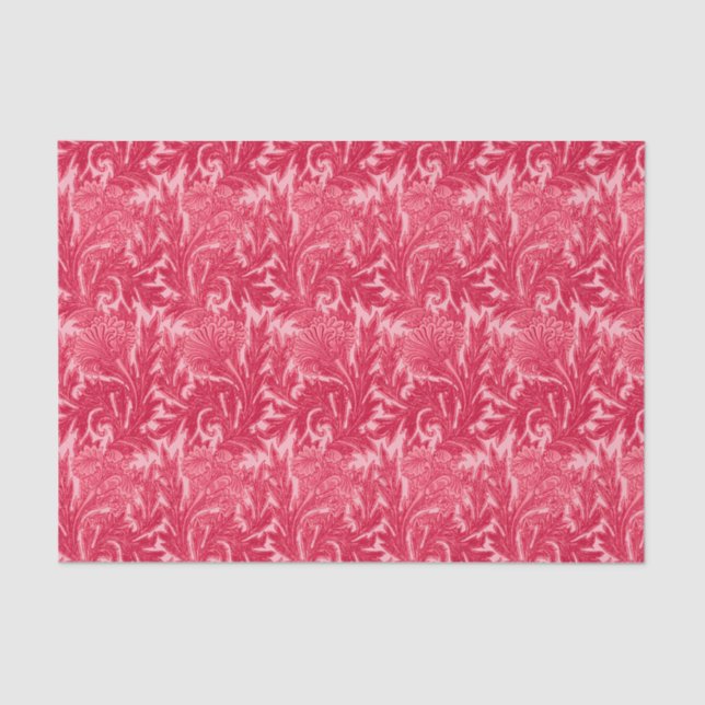 Jacobean Flower Damask, Fuchsia and Light Pink Tissue Paper (Front)