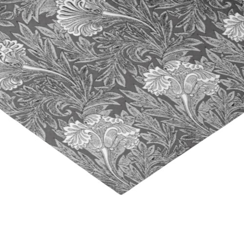Jacobean Flower Damask Gray  Grey and White Tissue Paper