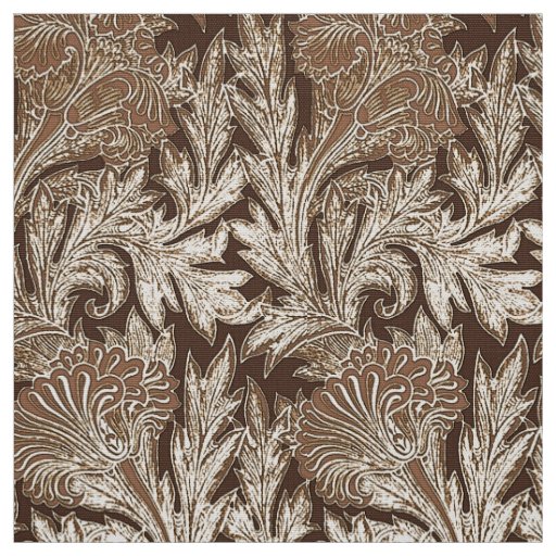 Jacobean Flower Damask, Taupe Tan and Cream Fabric
