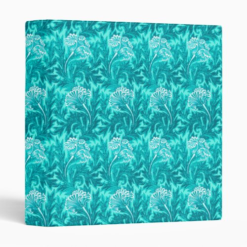 Jacobean Flower Damask Turquoise and Teal Blue 3 Ring Binder