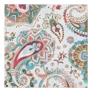 Jacobean seamless pattern. Flowers background, eth Faux Canvas Print