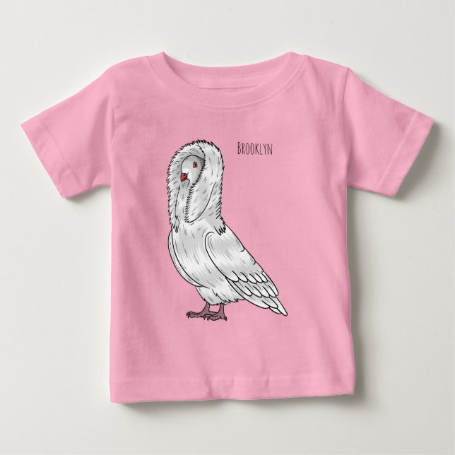Jacobin pigeon bird cartoon illustration  baby T-Shirt (Front)