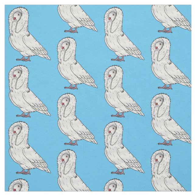 Jacobin pigeon bird cartoon illustration fabric (Swatch)