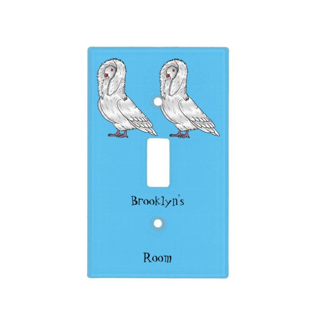 Jacobin pigeon bird cartoon illustration light switch cover (Front)
