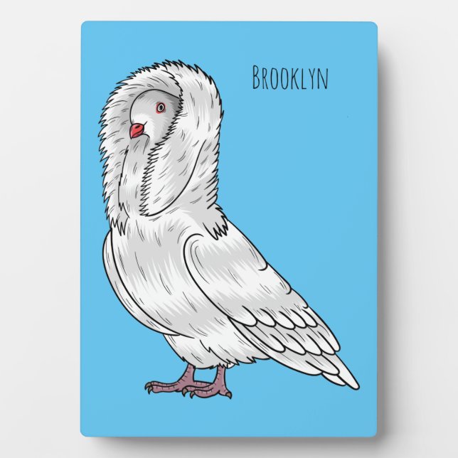 Jacobin pigeon bird cartoon illustration plaque (Front)