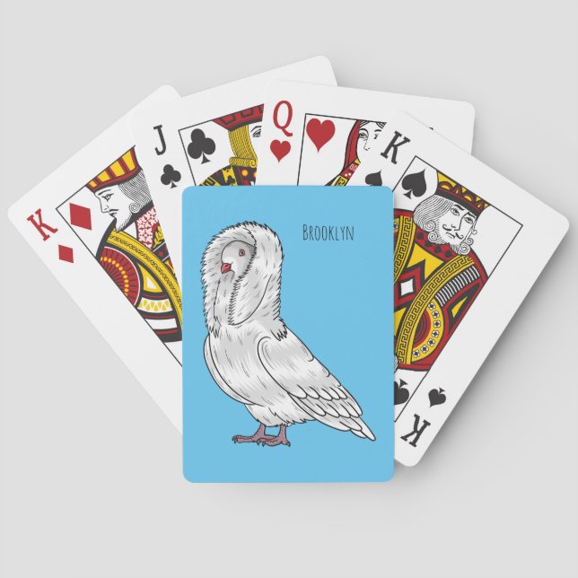 Jacobin pigeon bird cartoon illustration  poker cards (Back)