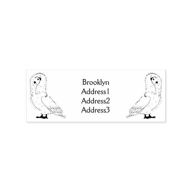 Jacobin pigeon bird cartoon illustration rubber stamp (Imprint)