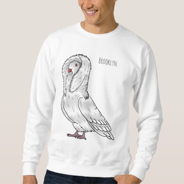 Jacobin pigeon bird cartoon illustration  sweatshirt (Front)