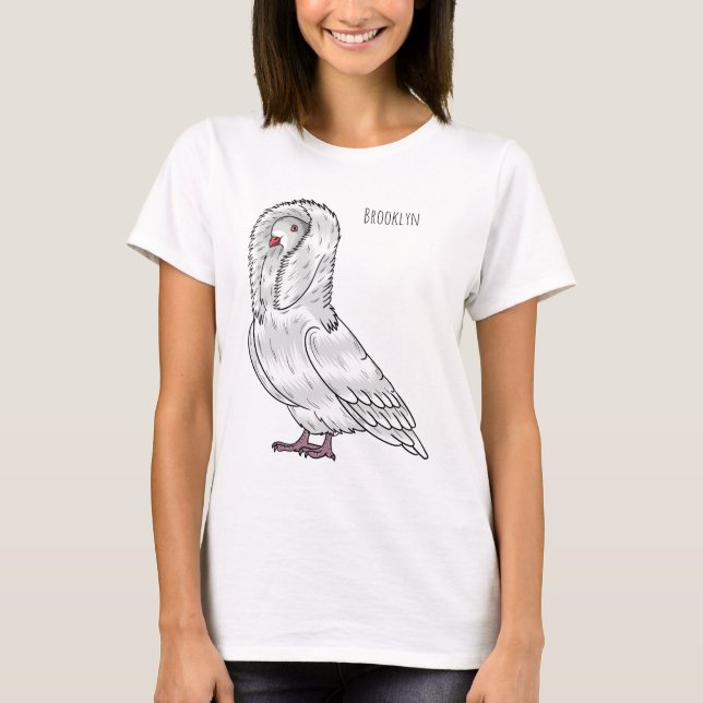 Jacobin pigeon bird cartoon illustration T-Shirt (Front)