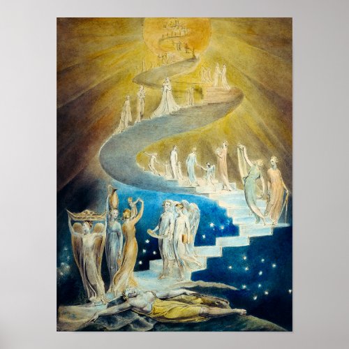 Jacobs Ladder by William Blake Poster