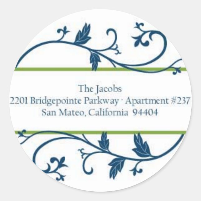 Jacobs return address classic round sticker (Front)