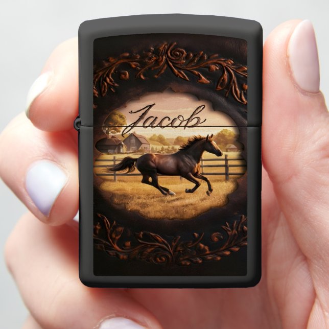 Jacob's Running Horse Zippo Lighter (In Hand)