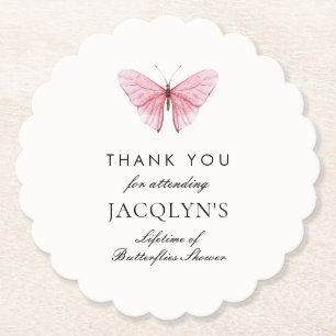 Jacqlyn's Lifetime of Butterflies Shower Paper Coaster